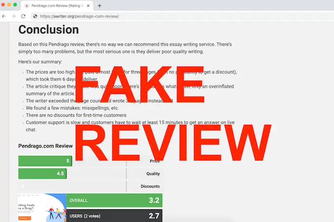 Fake review about Pendrago made by AWriter scam blog